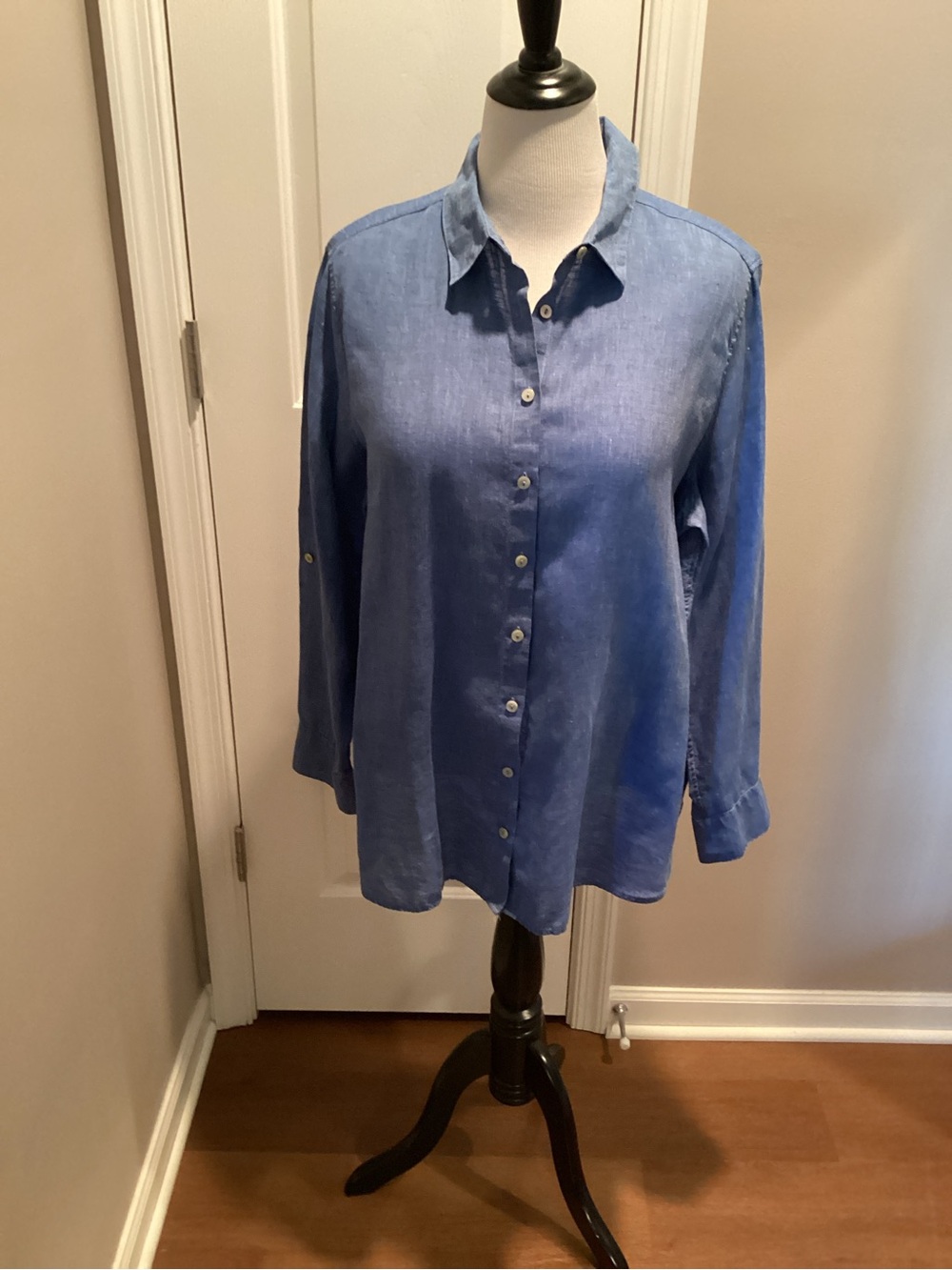 Chico's Denim-Look Blue Linen Shirt